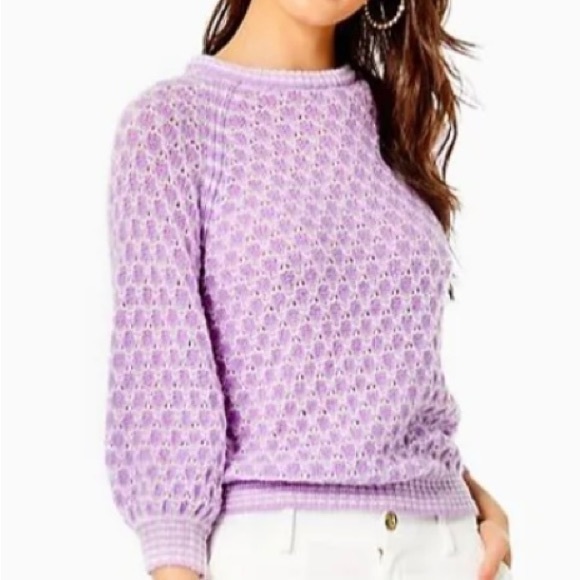 Lilly Pulitzer Spring Corabella sweater lilac soft purple sz M 8/10 - Picture 2 of 6
